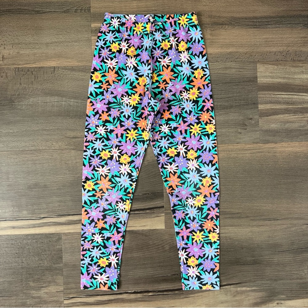 Vintage Sure Fun Girls' Bright Floral Leggings Size Small
